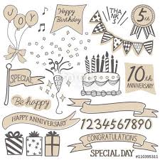 ベクター 手書き風 アニバーサリー 周年 記念 デザイン点 メッセージカード 落書き風レタリング バースデーカード