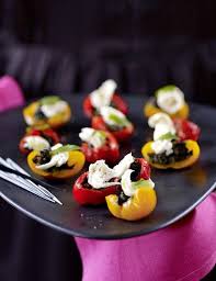 Peppadews Stuffed With Green Olive Tapenade And Mozzarella Recipe Green Olive Tapenade Olive Tapenade Vegetarian Christmas Recipes