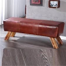 Stylische Sitzbank Rodeo 120 Cm Leder Bock Massivholz Bank Braun Sitzbank Sitzen Bank