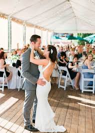Chic Blue And White Wedding Overlooking Bass Lake Junebug Weddings White Wedding Blue White Weddings Lake Wedding