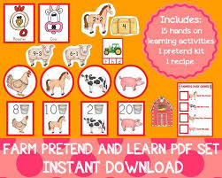Farm Pretend And Learn Pdf Set Farm Learning Packfarm Etsy In 2020 Farm Preschool Halloween Preschool Learning Printables