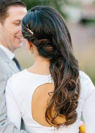 Soft Curls Pinned Back To One Side Wedding Hair Side Hair Styles Frizzy Wavy Hair