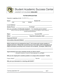 What is the minimum gpa required to get into a. Fillable Online Colorado Sasc Tutoring Application University Of Colorado Boulder Colorado Fax Email Print Pdffiller