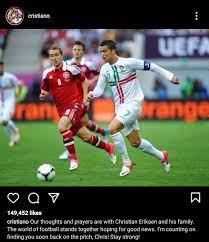 Cr7 Rap Rhymes On Twitter Cristiano S Msg Of Support For Eriksen And His Family