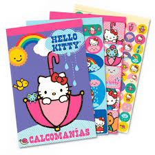 Los moldes se perforan en la lámina adhesiva, pero no en la cubierta, de modo que los motivos se pueden quitar fácilmente. Stickers Granmark Hello Kitty Block Office Depot Mexico