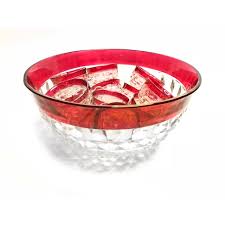 We added information from each image that we get, including set of size and resolution. Mid Century Red Cut Glass Punch Bowl Glasses Set Of 13 Chairish