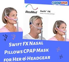Resmed Swift Fx Nasal Pillows Cpap Mask For Her Headgear Cpap Mask Cpap Full Face Mask