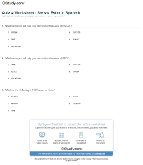 Spanish Ser Vs Estar Worksheets Printable Worksheets And