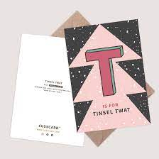 Personalised Letter T Christmas Card - Tinsel Twat - Rude/Offensive -  Cusscard