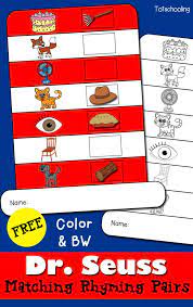Dr Seuss Matching Rhyming Hat Printable With Images Dr Seuss Preschool Activities Dr Seuss Day Dr Seuss Books