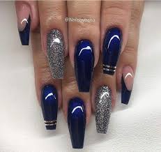 Blue and silver nails, blue and white nails, bright moon nails, half moon nails 2016, manicure by summer dress, nails by striped dress, nails trends 2016, resort nails. Pin By Marion Salinas On My Fav Red White Blue Nails Blue Acrylic Nails Blue Nails Blue Nail Designs