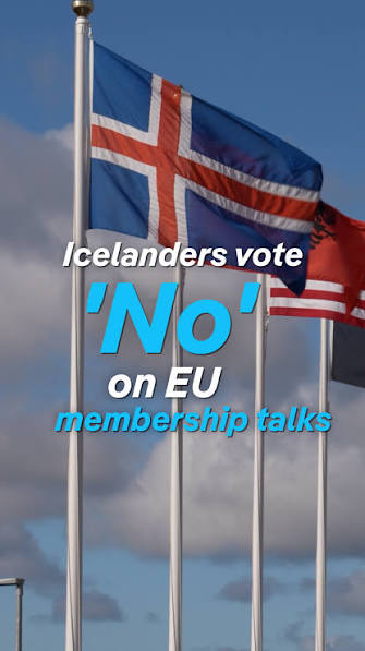 Voters in Iceland have rejected resuming talks on joining the European  Union. The final result was relatively close, with nearly 53 percent voting  "no", while just over 47 percent voted in favor., ...