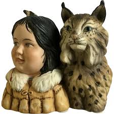 Winter Scouts by Gregory Perillo Little Indian with Bob Cat Figurine . For  Sale at Ruby Lane