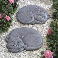 Sleeping Cat Stepping Stone Facing Left Bits And Pieces Cat Garden Stone Cat Decor