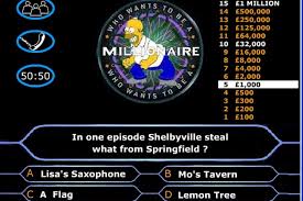 Jun 19, 2021 · in this new millionaire club game 2021 game, you will experience 15 trivia questions of different categories. Simpsons Millionaire Quiz Game Play Free Simpsons Games Games Loon