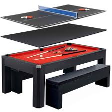 Park Avenue 7 Foot Pool Table Tennis Combination With Dining Top Two Storage Benches Free Accessories In 2020 Pool Table Dining Table Pool Table Multi Game Table