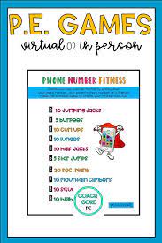 Phone Number Fitness Game Virtual Pe Distance Learning Pe At Home Physical Activities For Kids Distance Learning Pe Gym Games For Kids