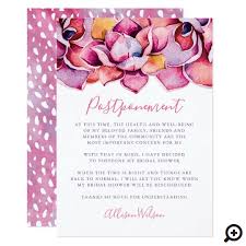 This simple card uses the following bridal shower cancellation wording: Bridal Shower Cancellation Cards Wording Bridalpulse