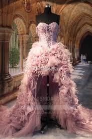 Luxury Ball Gown Sweetheart Strapless Hi Lo Light Purple Ball Gown Wedding Dress 558 0 Rose Wedding Dress Wedding Dresses High Low Wedding Dress With Feathers