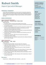 Transportation and logistics specialist with a demonstrated history of working in shipping and supply chain industry. Import Specialist Resume Samples Qwikresume