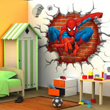 Venta online de papeles de pared pintados de las mejores marcas. Super Hero Spider Man 3d View Wall Sticker Vinyl Art Decals Kids Room Home Decor Super Heroes Galore