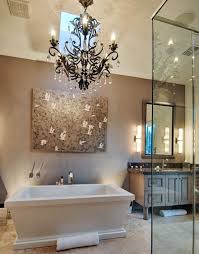 Cedar bath tray, bath caddy, bath tray with ipad holder, wooden bathtray, bathtub tray, bath tub tray, talk about bathing in luxury with this gorgeous french bathroom features a crystal droplets chandelier hanging over a roll top tub placed under windows dressed in white curtains flanked by his. 27 Gorgeous Bathroom Chandelier Ideas Designing Idea