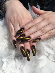 Black And Orange Cat Eye Nails My Newest Nails 07 04 2017 Cat Eyes Cat Eye Nails Cat Eye Colors Cat Eye Gel