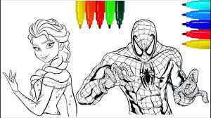 Select from 35450 printable coloring pages of cartoons, animals, nature, bible and many more. Elsa And Spiderman Coloring Pages Colouring Pages For Kids With Colored Markers Youtube