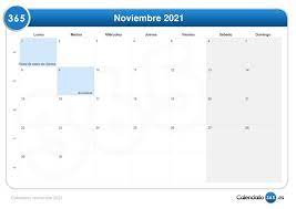 Calendario Noviembre 2021