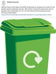 Gather your green waste and put it in one of our green lid garden organics bins. Solihull Updates Solihull Council Has Postponed The Start Of The Garden Waste Collection Service Covid19 A Smbc Spokesperson Said To Allow Us To Manage Our Resources During This Challenging Time We
