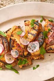 Todd Richards S Grilled Peach Toast With Spicy Pimento Cheese Recipe Nyt Cooking Grilled Peaches Pimento Cheese Recipes Recipes