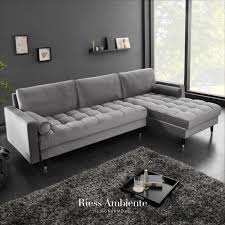 Nicht nur die optik überzeugt und zieht alle blicke auf sich, auch funktionell hat es einiges zu bieten. Elegantes Ecksofa Cozy Velvet 260cm Grau Samt Federkern 3er Sofa Riess Ambiente De Ecksofa 3er Sofa Sofa