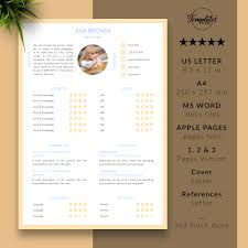 Ava Brown Modern Resume Cv Template For Word Pages Us Letter A4 Files 1 2 3 Page Resume Version Cover Letter References Cover Letter