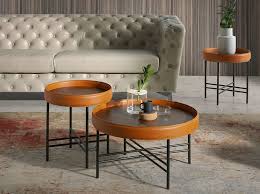 It measures w90 x d90 x h45cm. Coffee Table In Walnut Veneer With Circular Ring Upholstered Angel Cerda
