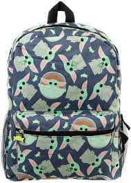 16 Large Mandalorian Kids Baby Yoda All Over Print Black Backpack Walmart Com
