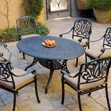 Every piece included in this set is built from aluminum frames, which are known for high durability. Elisabeth 7 Piece Cast Aluminum Patio Dining Set W 66 X 44 Inch Oval Table By Darlee Bbqguys