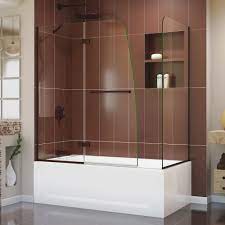 Manufacturer and installers of glass bathtub and shower enclosures, plexiglas shields, custom trackless sliding shower doors, frameless folding shower doors, bathroom shower stalls, neo angle shower bases, and glass stair railings. Dreamline Aqua Ultra 57 W X 58 H Hinged Semi Frameless Tub Door With Return Panel Reviews Wayfair