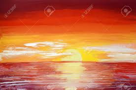 Red orange and yellow sunset. Drawing Of Bright Sea Sunset Sunrise Yellow Red Clouds Orange Stock Photo Picture And Royalty Free Image Image 127010811