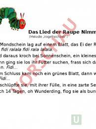 To be precise, die kleine raupe nimmersatt doesn't translate to the very hungry caterpillar. Arbeitsblatt Lied Der Raupe Nimmersatt Musik Singen Lieder