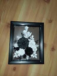 3 D Flower Wall Art Handcrafted Black White Floral Etsy Flower Wall Art Flower Wall White Floral Arrangements