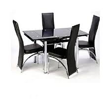 This Unique Extending Black Dining Table Set Is Supplied With Black Glass Top Well Designed Chrom Buy Dining Room Set Dining Room Makeover Black Dining Chairs