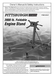Jul 07, 2018 · is the harbor freight pittsburg 2 ton engine hoist shop crane worth the money? Pittsburgh Automotive 69521 2000 Lb Capacity Foldable Engine Stand Owner S Manual Manualzz