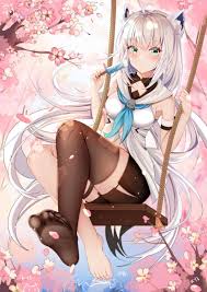 shirakami fubuki 1girl animal ears fox ears braid solo ahoge white hair  illustration images