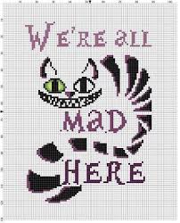 We Re All Mad Here Alice In Wonderland Cheshire Cat Cross Stitch Pattern Instant Download Punto De Cruz Punto De Cruz Patrones Graficos Punto De Cruz