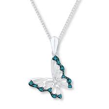 Butterfly Necklace 1 15 Ct Tw Diamonds Sterling Silver Kay Silver Diamond Necklace Sterling Silver Pendants Butterfly Necklace