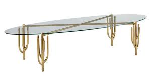 New, vintage and antique oval coffee tables. Cacti Brass Oval Glass Top Coffee Table