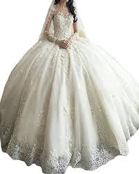 Feenhaftes langes spitzenhochzeitskleid im meerjungfrau stil mit kapellenschleppe ld5837. Hotgirls Damen Luxus Langarm Spitzen Brautkleider Ballkleid Hochzeitskleid Elfenbein 56 Amazon De Bekleidung