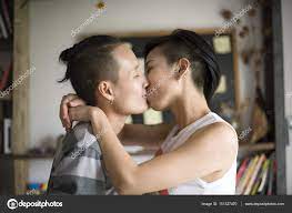 Lesbian kiss asian