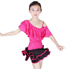 Tango Dresses For Girls Ruffles Latin Ballroom Samba Rumba Tango Girls Dance Dress Top Skirt Girls Dance Dresses Dance Class Outfit Dance Wear