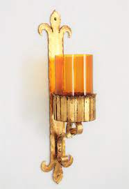 5 out of 5 stars. Pair Of Spanish Gothic Style Gilt Wrought Wall Sconces With Amber Glass Shades At 1stdibs